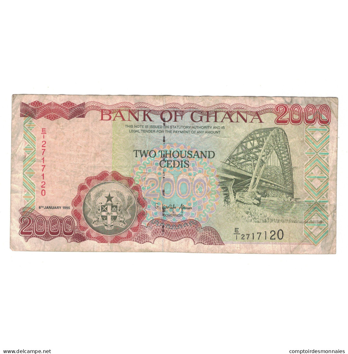 Billet, Ghana, 2000 Cedis, 1995, 1995-01-06, KM:30b, TB+ - Ghana
