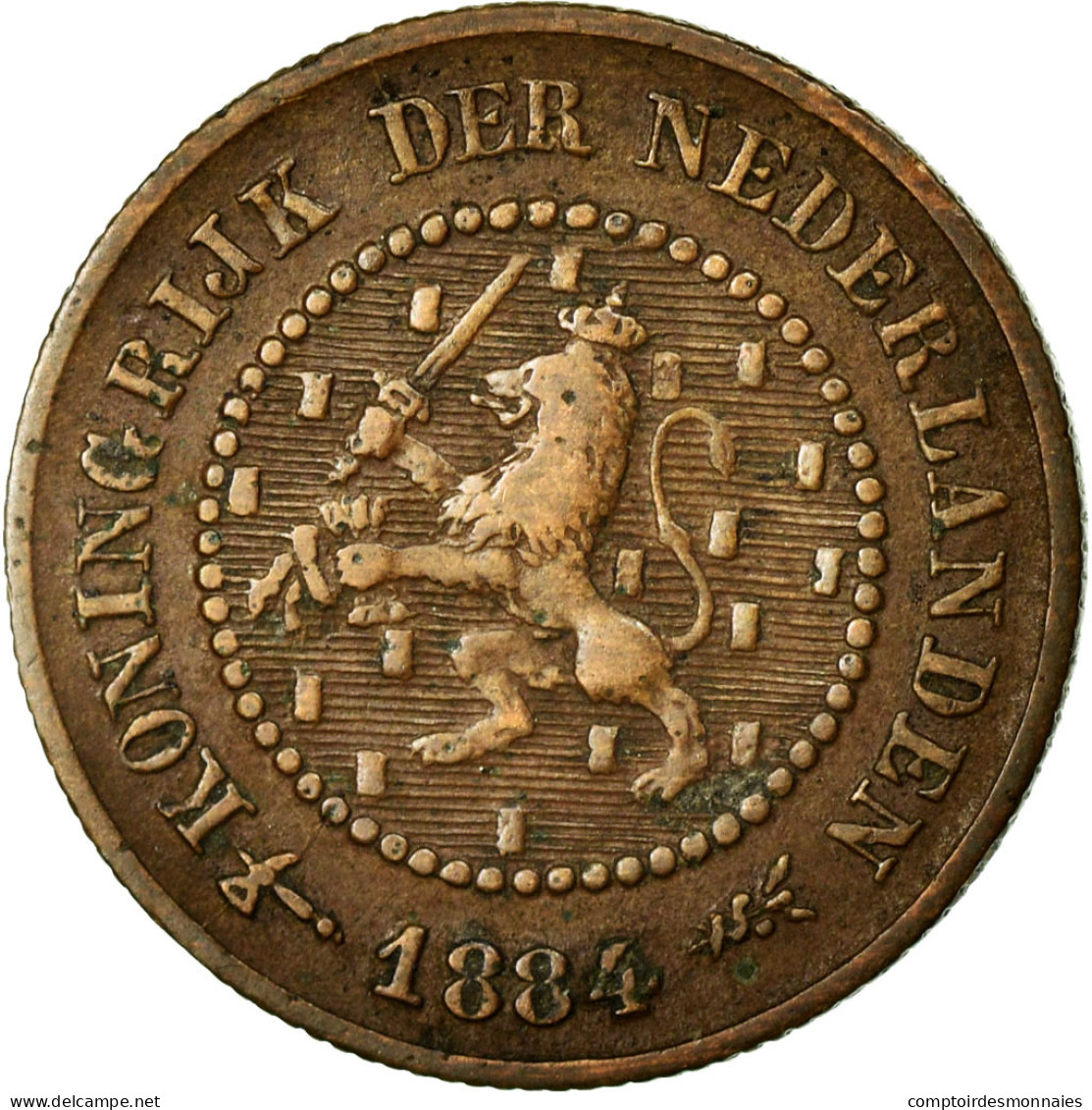 Monnaie, Pays-Bas, William III, 1/2 Cent, 1884, TTB, Bronze, KM:109.1 - 1849-1890: Willem III.