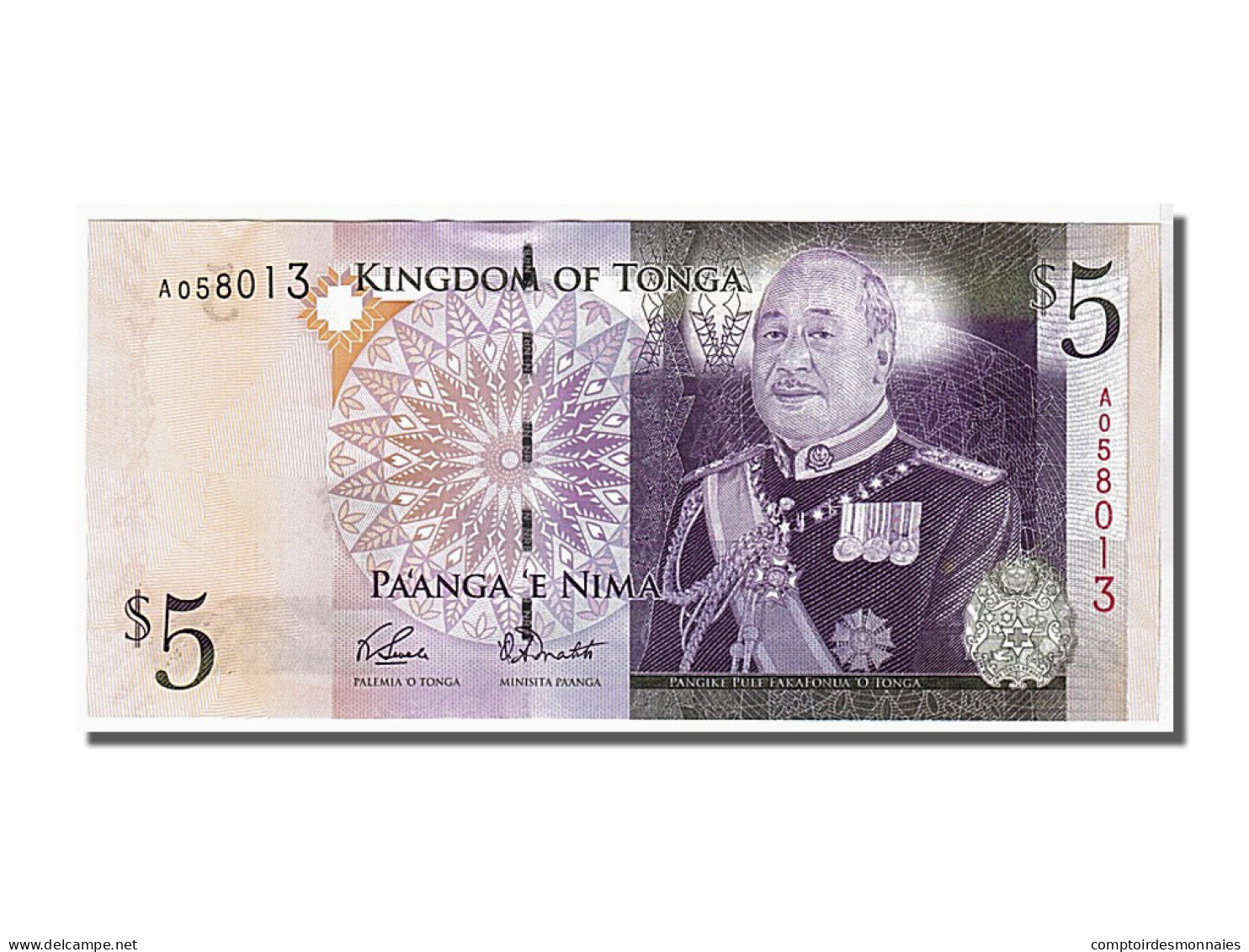 Billet, Tonga, 5 Pa'anga, 2008, NEUF - Tonga