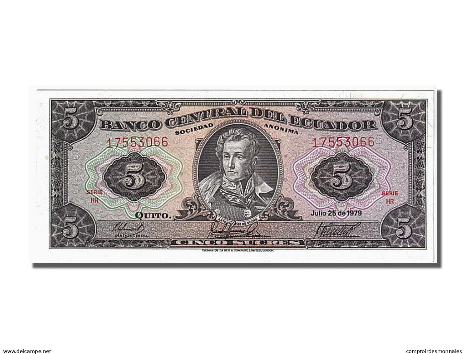 Billet, Équateur, 5 Sucres, 1979, 1979-07-25, NEUF - Equateur