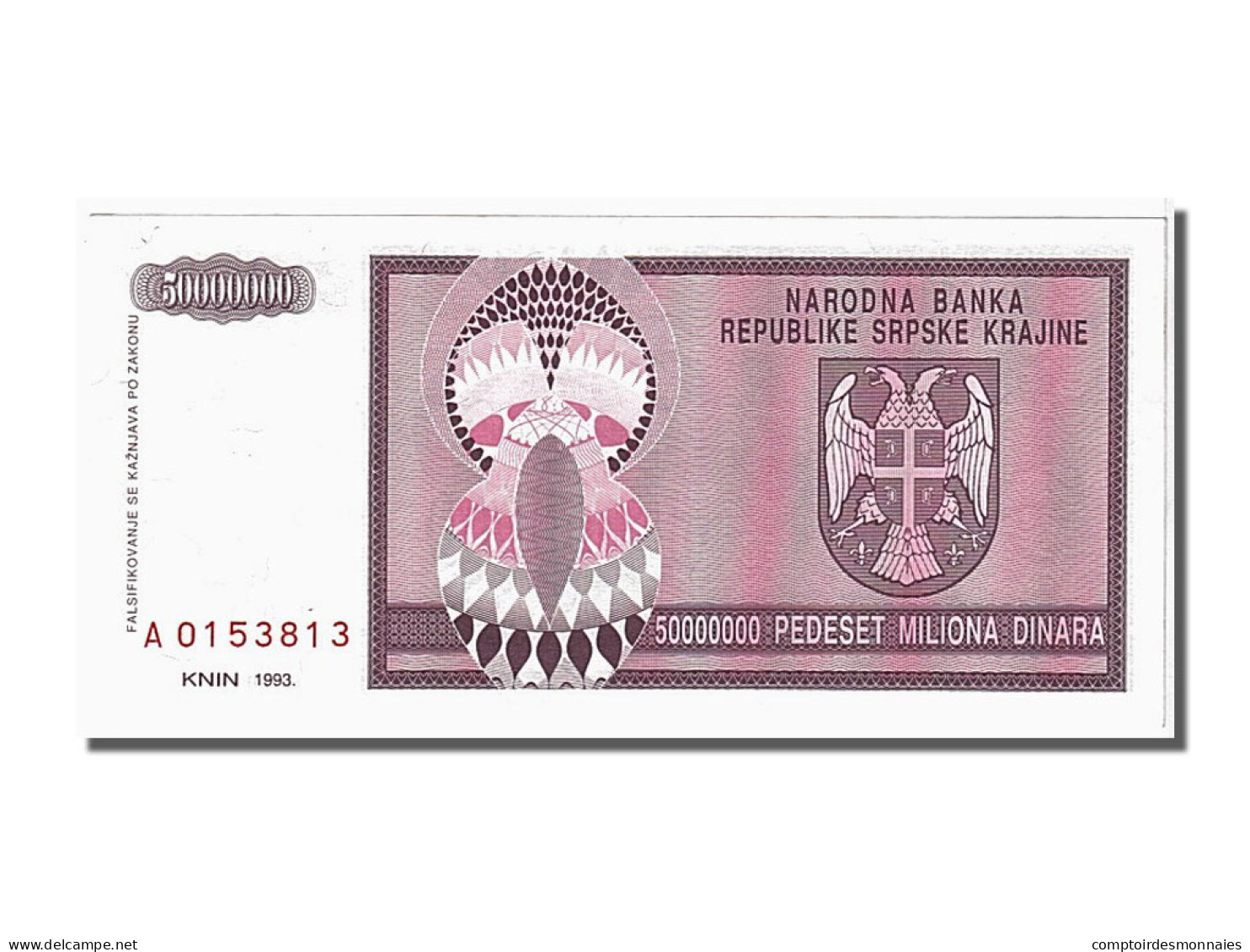Billet, Croatie, 50 Million Dinara, 1993, NEUF - Croatie