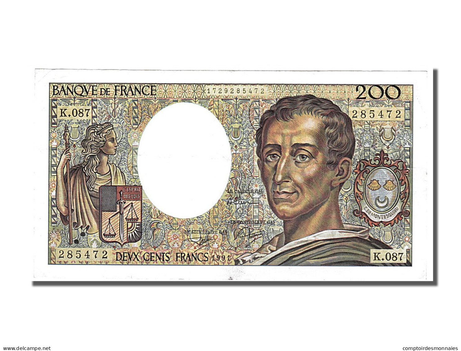 Billet, France, 200 Francs, 200 F 1981-1994 ''Montesquieu'', 1991, TTB+ - 200 F 1981-1994 ''Montesquieu''