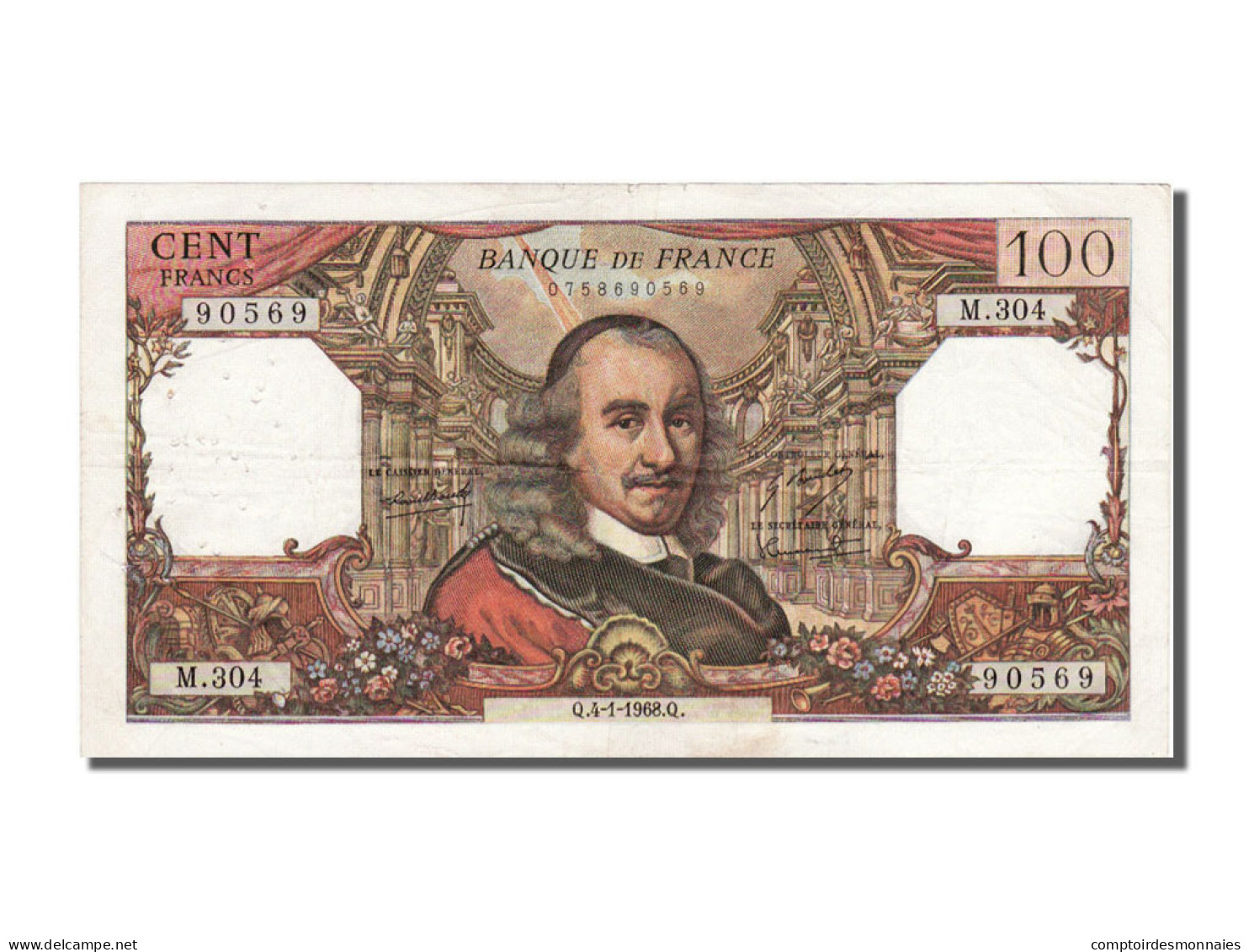 Billet, France, 100 Francs, 100 F 1964-1979 ''Corneille'', 1968, 1968-01-04 - 100 F 1964-1979 ''Corneille''