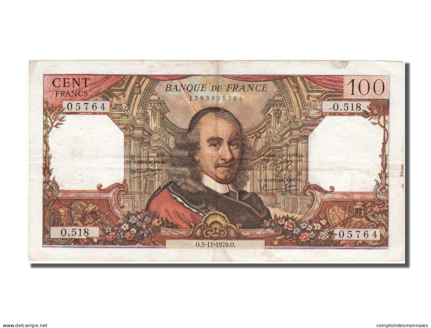 Billet, France, 100 Francs, 100 F 1964-1979 ''Corneille'', 1970, 1970-11-05 - 100 F 1964-1979 ''Corneille''