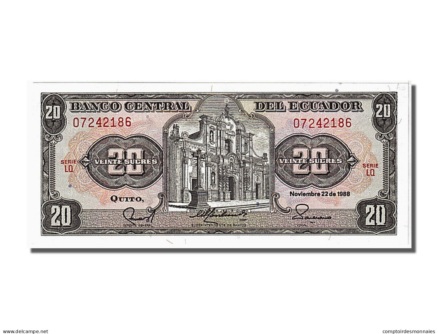 Billet, Équateur, 20 Sucres, 1988, 1988-11-22, NEUF - Equateur