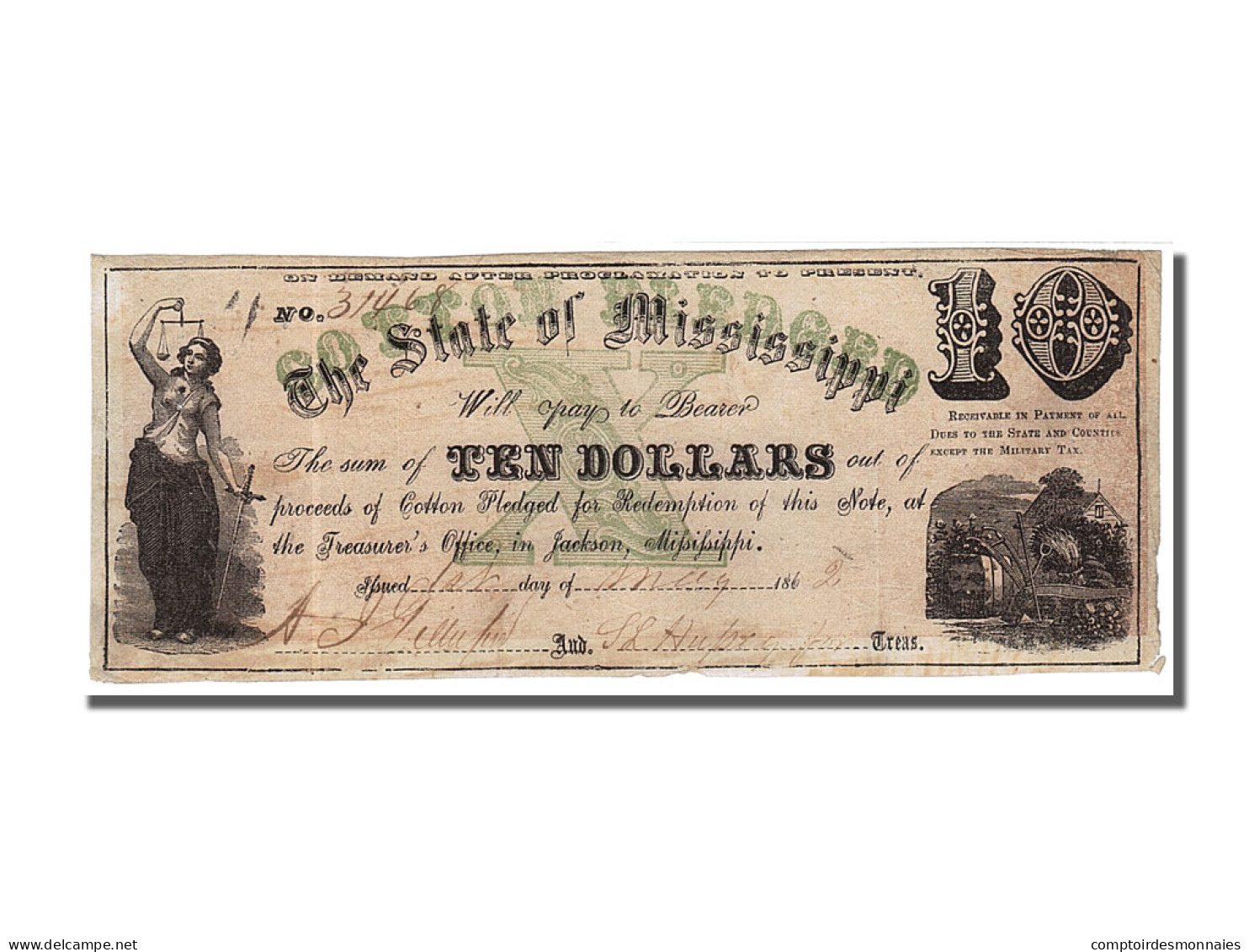 Billet, États-Unis, 10 Dollars, 1862, 1862-05-01, TTB - Altri & Non Classificati