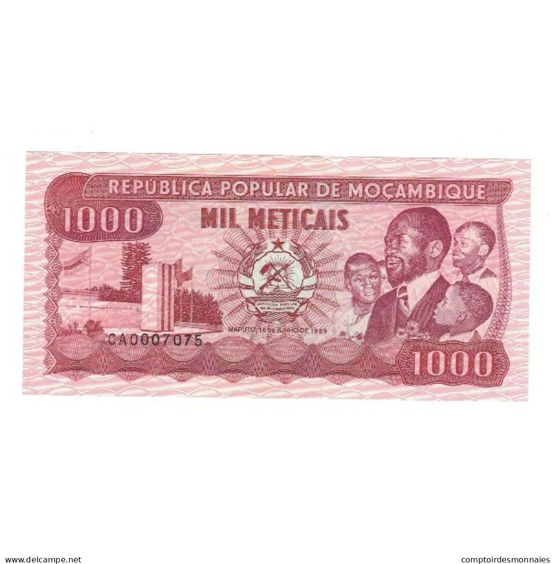Billet, Mozambique, 1000 Meticais, 1986, 1991-06-16, KM:132c, NEUF - Mozambique