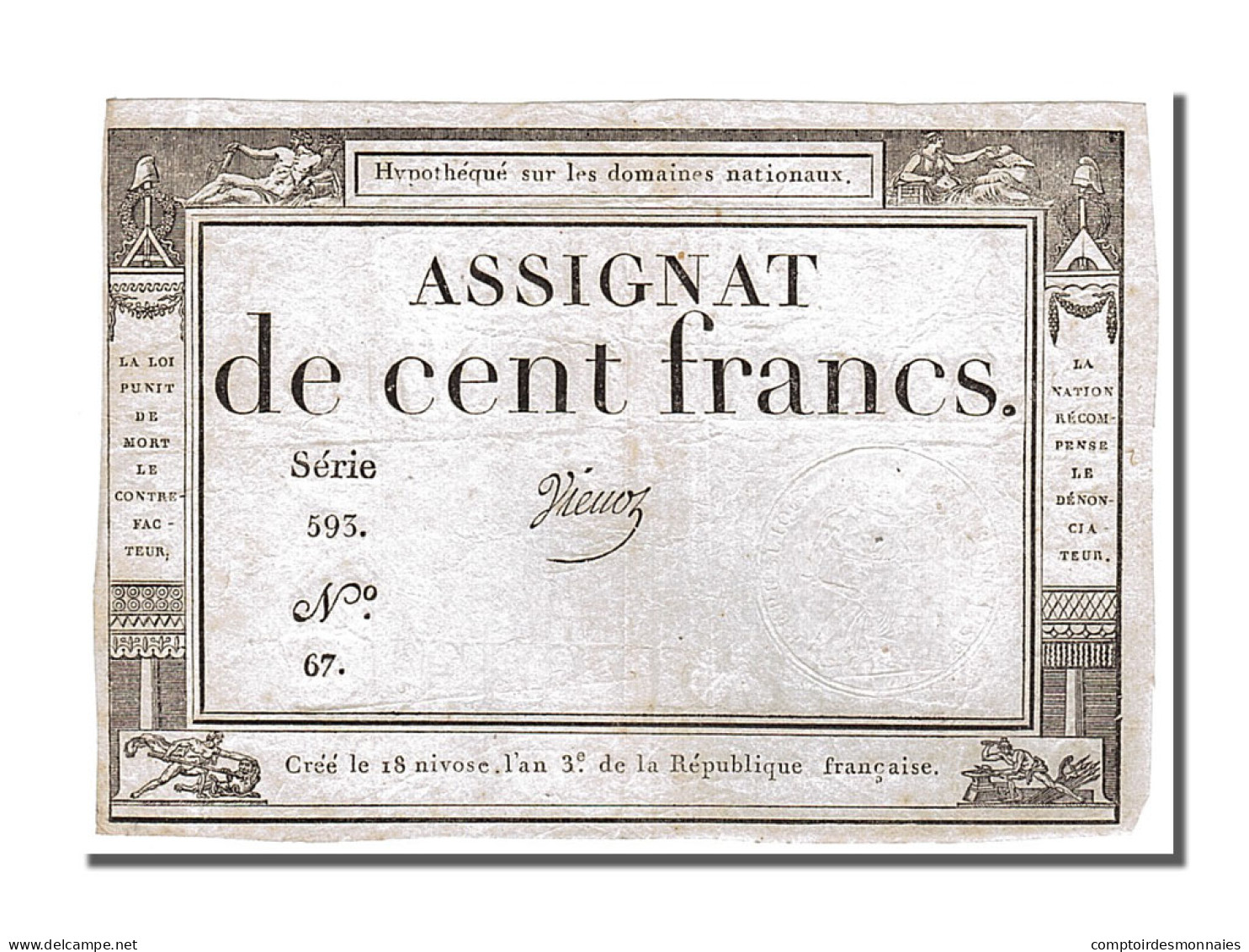 Billet, France, 100 Francs, 1795, Vienoz, TTB, KM:A78, Lafaurie:173 - Assegnati