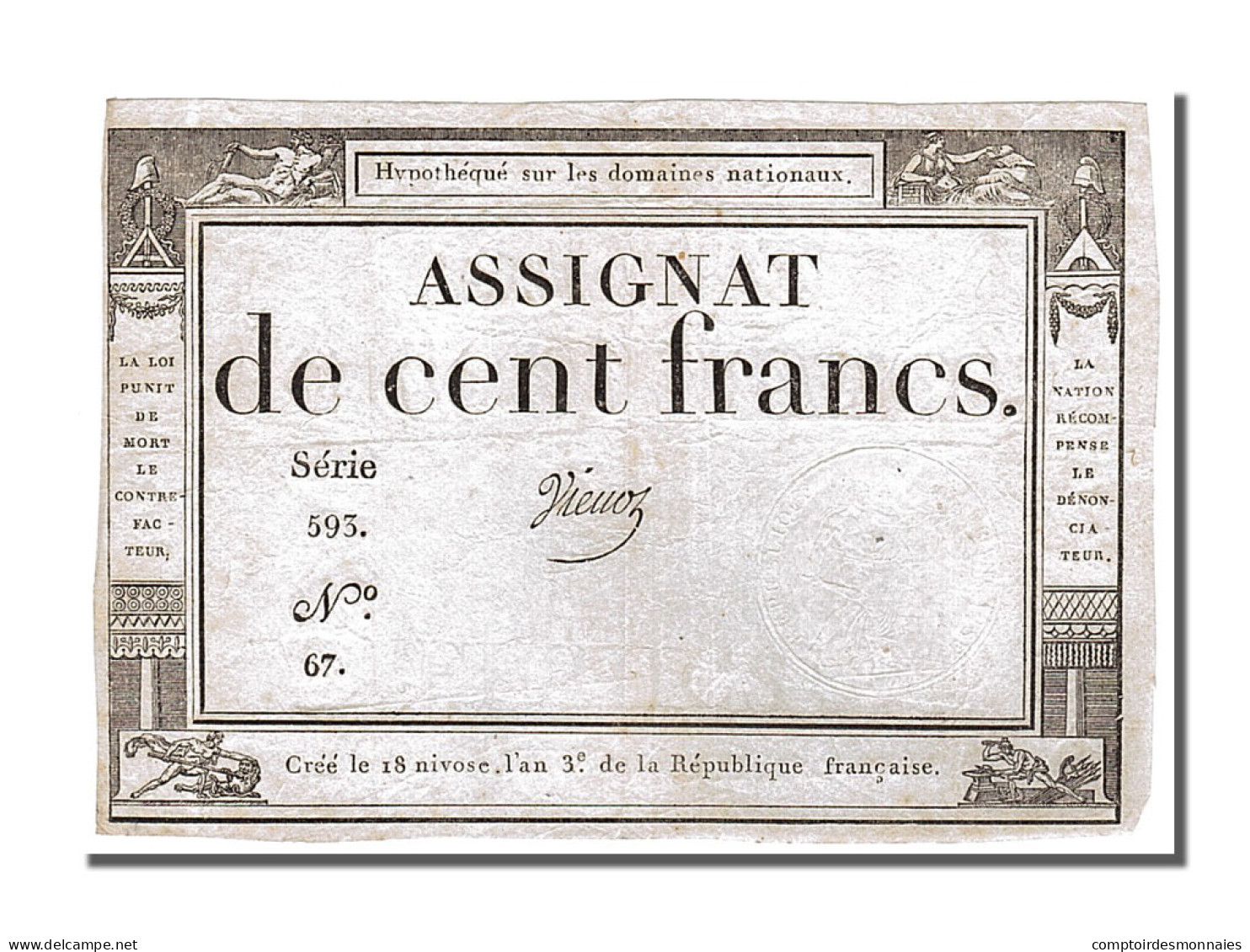 Billet, France, 100 Francs, 1795, Vienoz, TTB, KM:A78, Lafaurie:173 - Assignats & Mandats Territoriaux