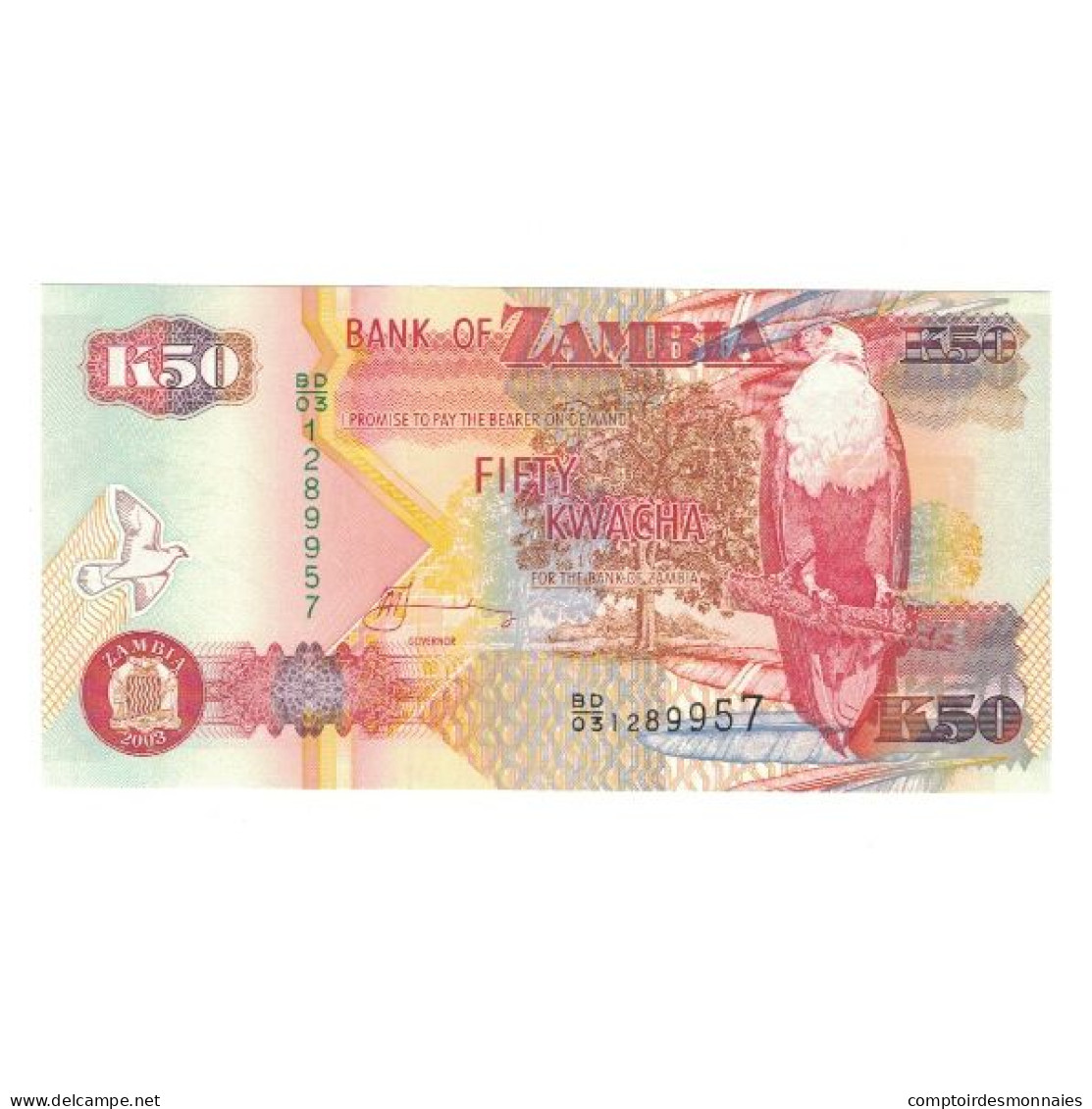 Billet, Zambie, 50 Kwacha, 2003, KM:37D, NEUF - Sambia