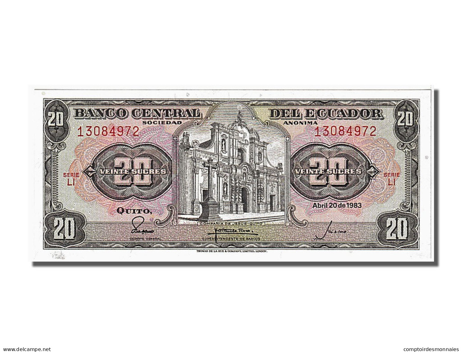 Billet, Équateur, 20 Sucres, 1983, 1983-04-20, NEUF - Ecuador