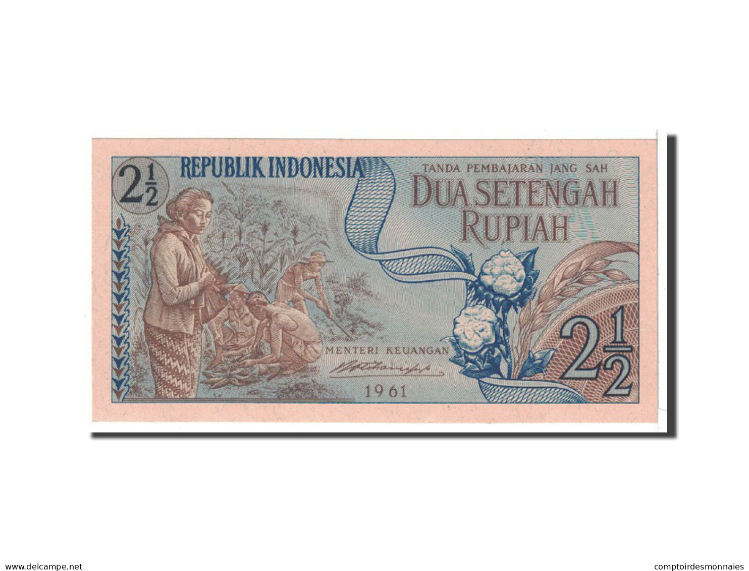 Billet, Indonésie, 2 1/2 Rupiah, 1961, Undated, KM:79, NEUF - Indonesia