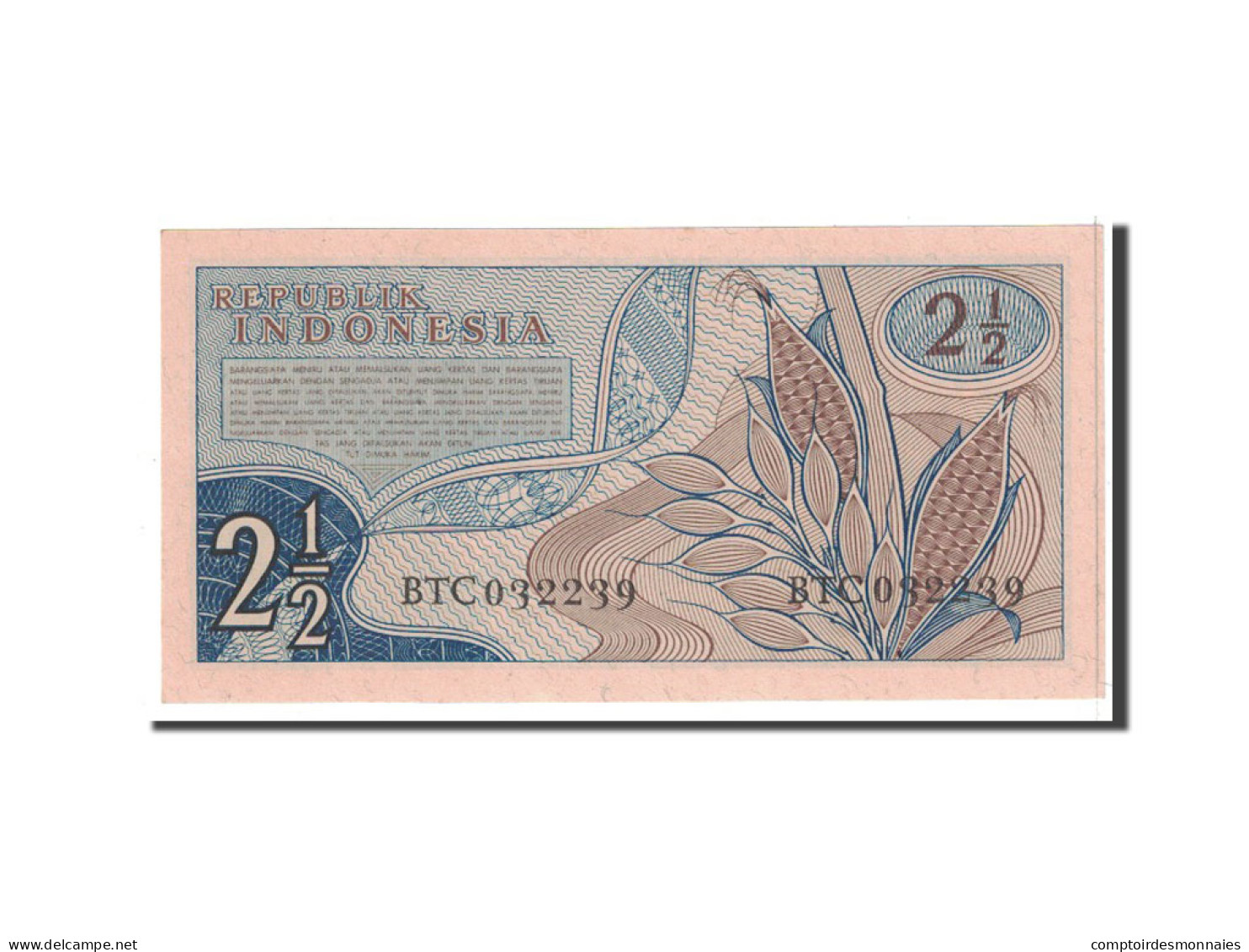 Billet, Indonésie, 2 1/2 Rupiah, 1961, Undated, KM:79, NEUF - Indonesia