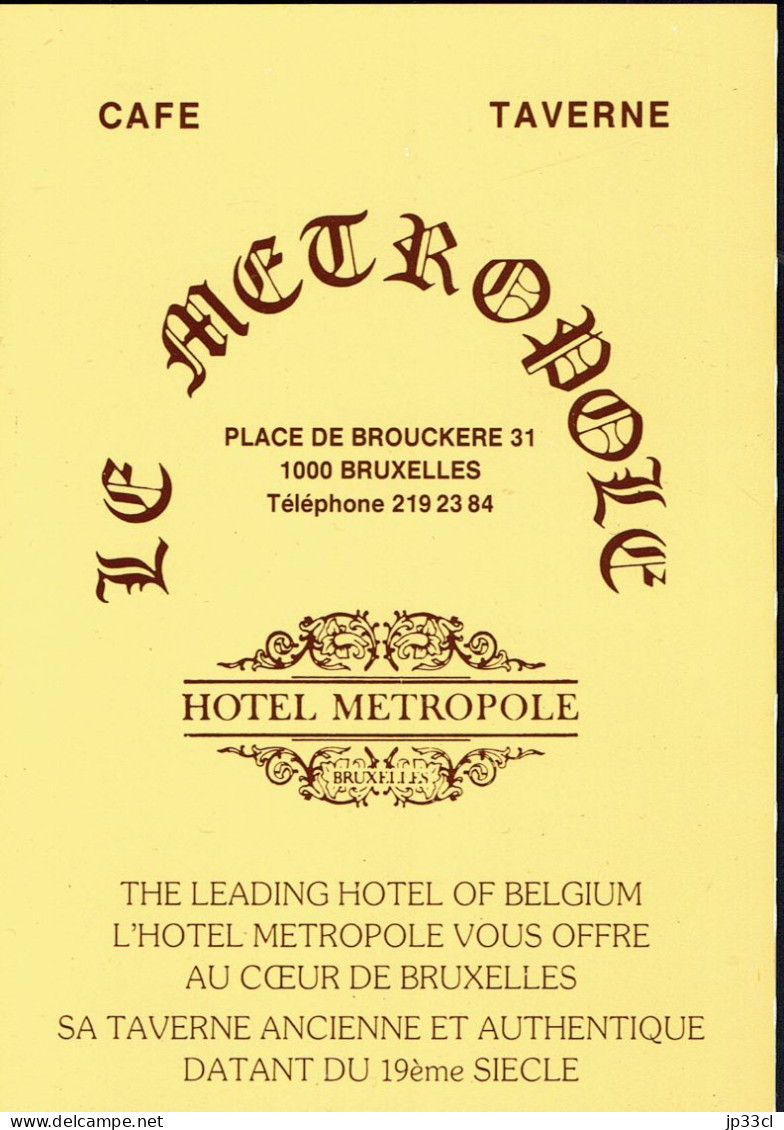 CP Italiano (publicité Pour L'Hôtel Métropole, Place De Brouckère, Bruxelles) N'a Pas Circulé - Pubs, Hotels, Restaurants