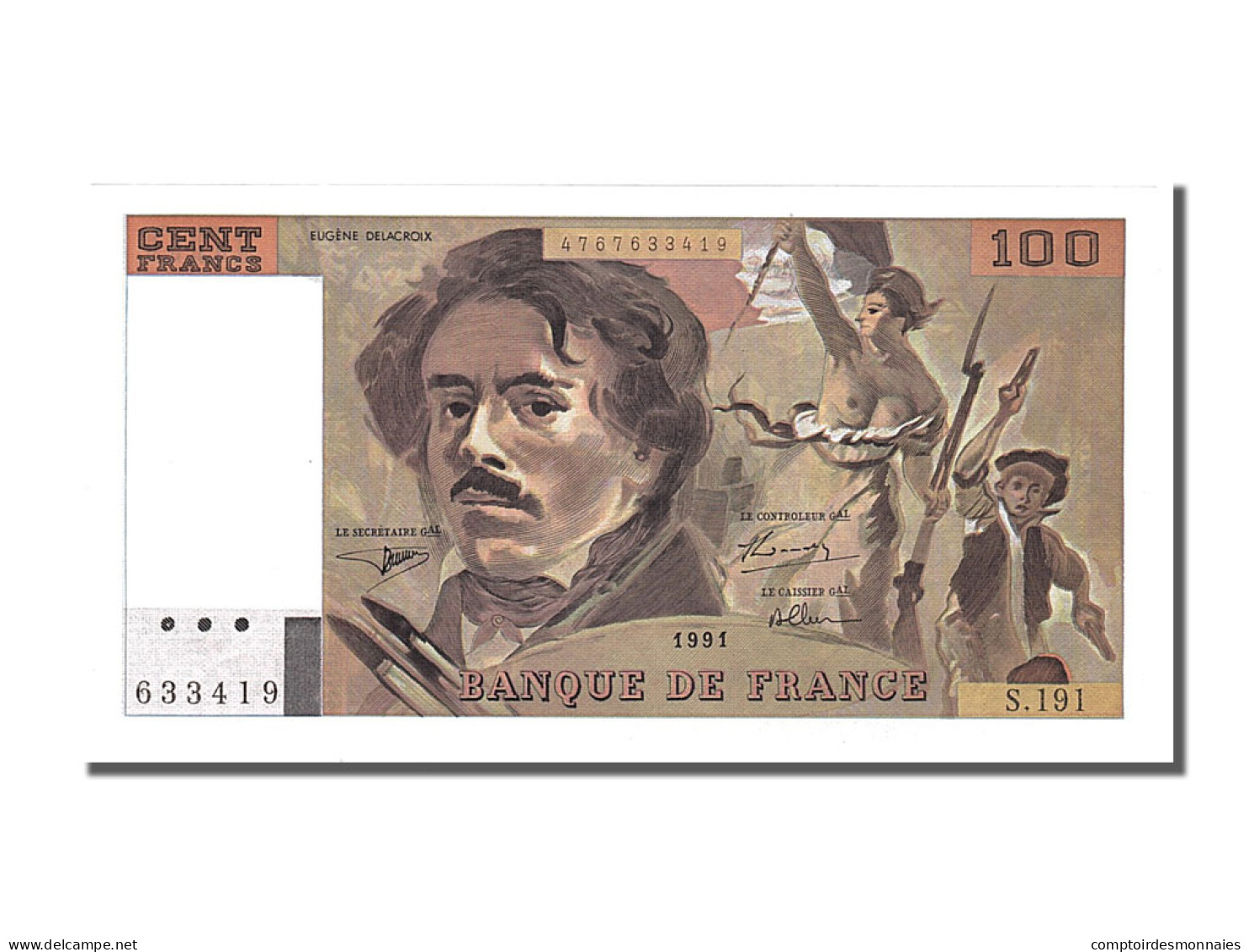 Billet, France, 100 Francs, 100 F 1978-1995 ''Delacroix'', 1991, NEUF - 100 F 1978-1995 ''Delacroix''