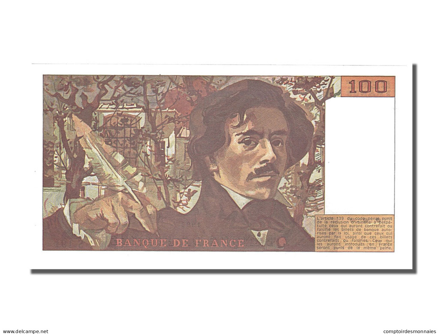Billet, France, 100 Francs, 100 F 1978-1995 ''Delacroix'', 1991, NEUF - 100 F 1978-1995 ''Delacroix''