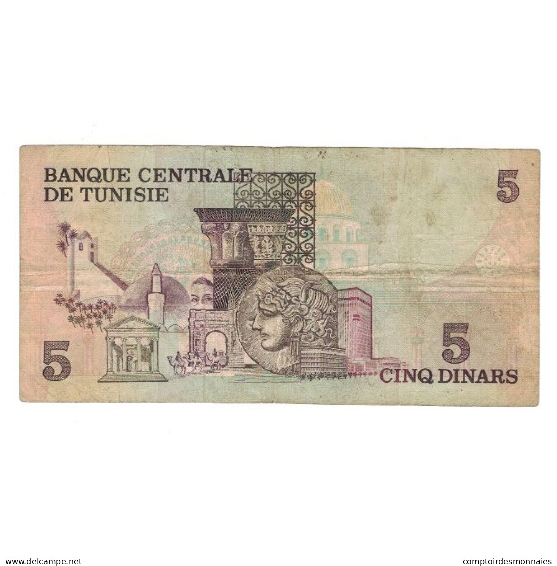 Billet, Tunisie, 5 Dinars, 1973, 1973-10-15, KM:71, TB+ - Tusesië