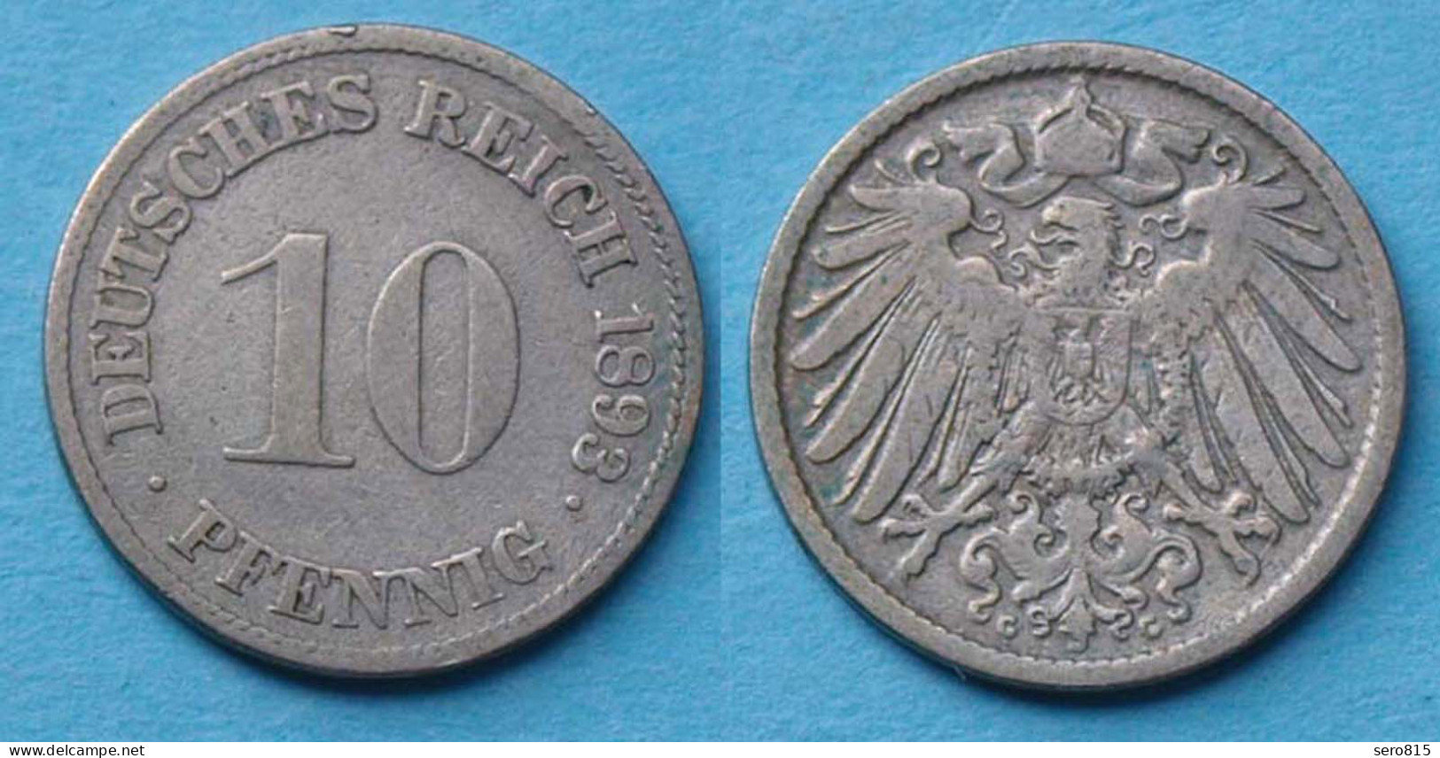 10 Pfennig 1893 G Deutsches Kaiserreich Empire Jäger Nr. 13   (17723 - 10 Pfennig