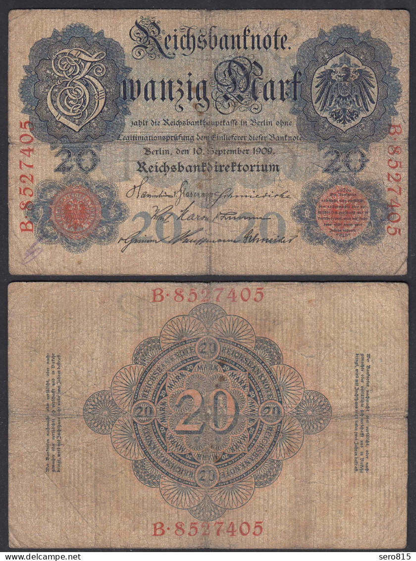 20 Mark 1909 Ro 37 Pick 37 Etwa F- (4-) Serie B UDR P      (27935 - Other & Unclassified