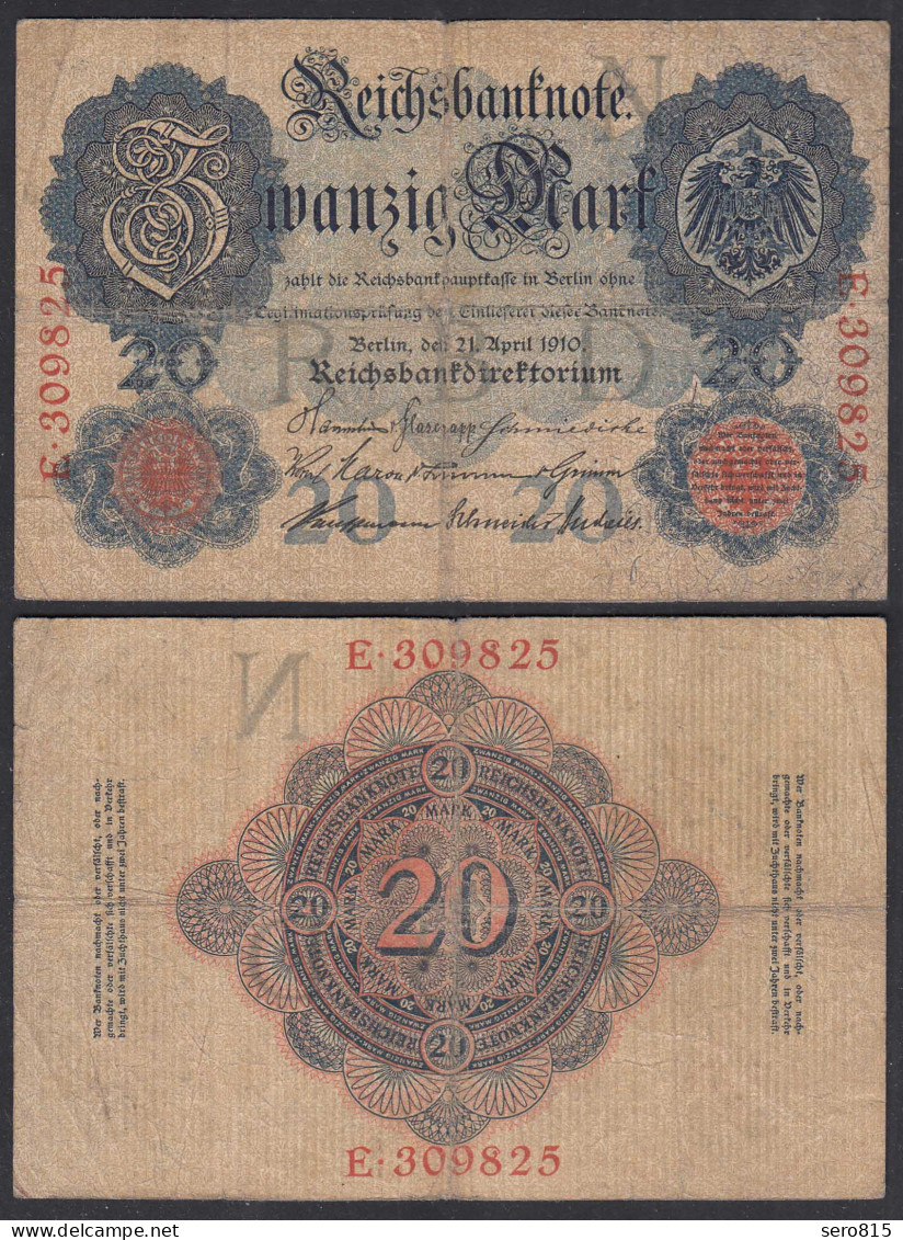 20 Mark 1910 Ro 40a Pick 40 F (4) Serie E UDR N 6-stellig      (27931 - Other & Unclassified