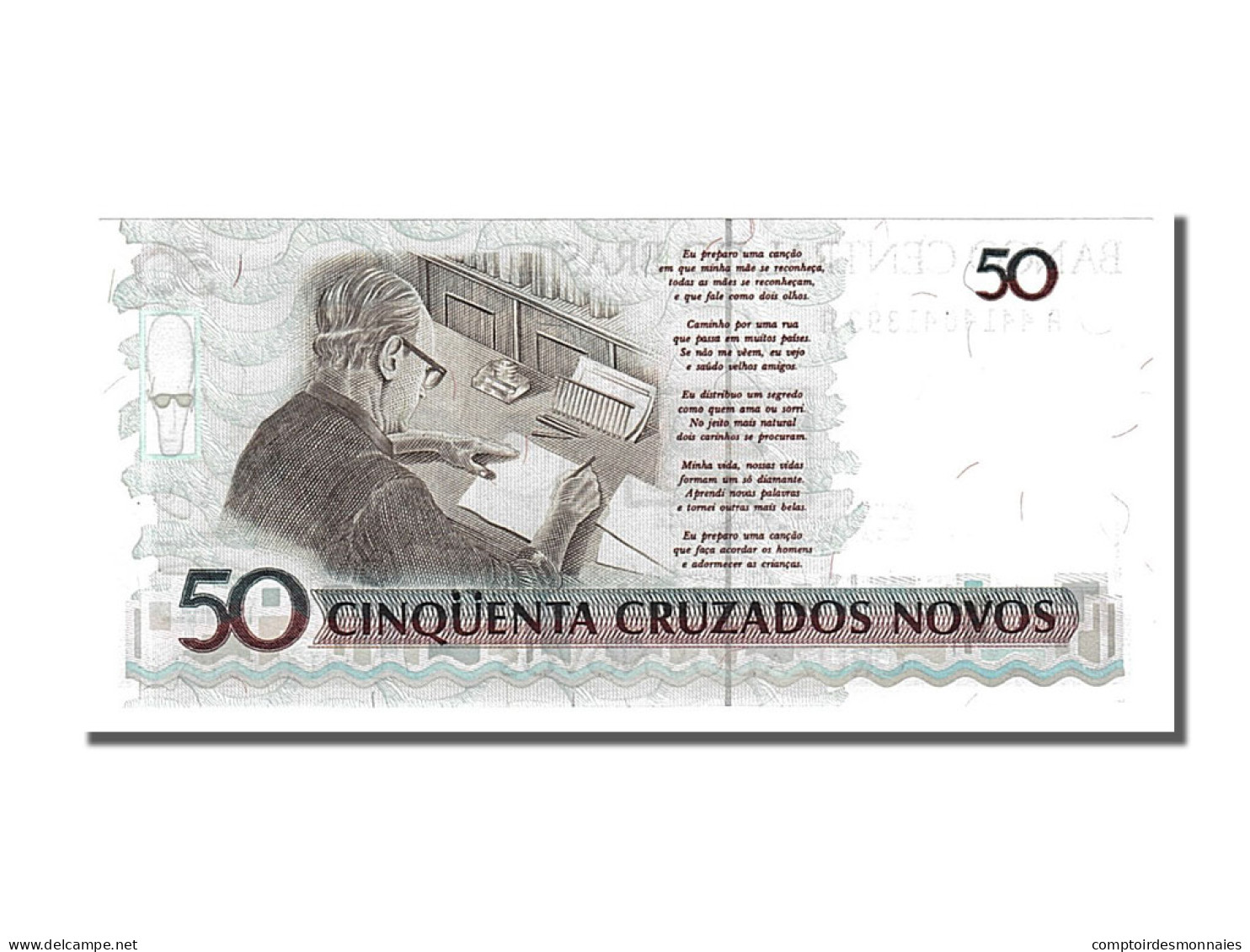 Billet, Brésil, 50 Cruzeiros On 50 Cruzados Novos, 1990, NEUF - Brésil