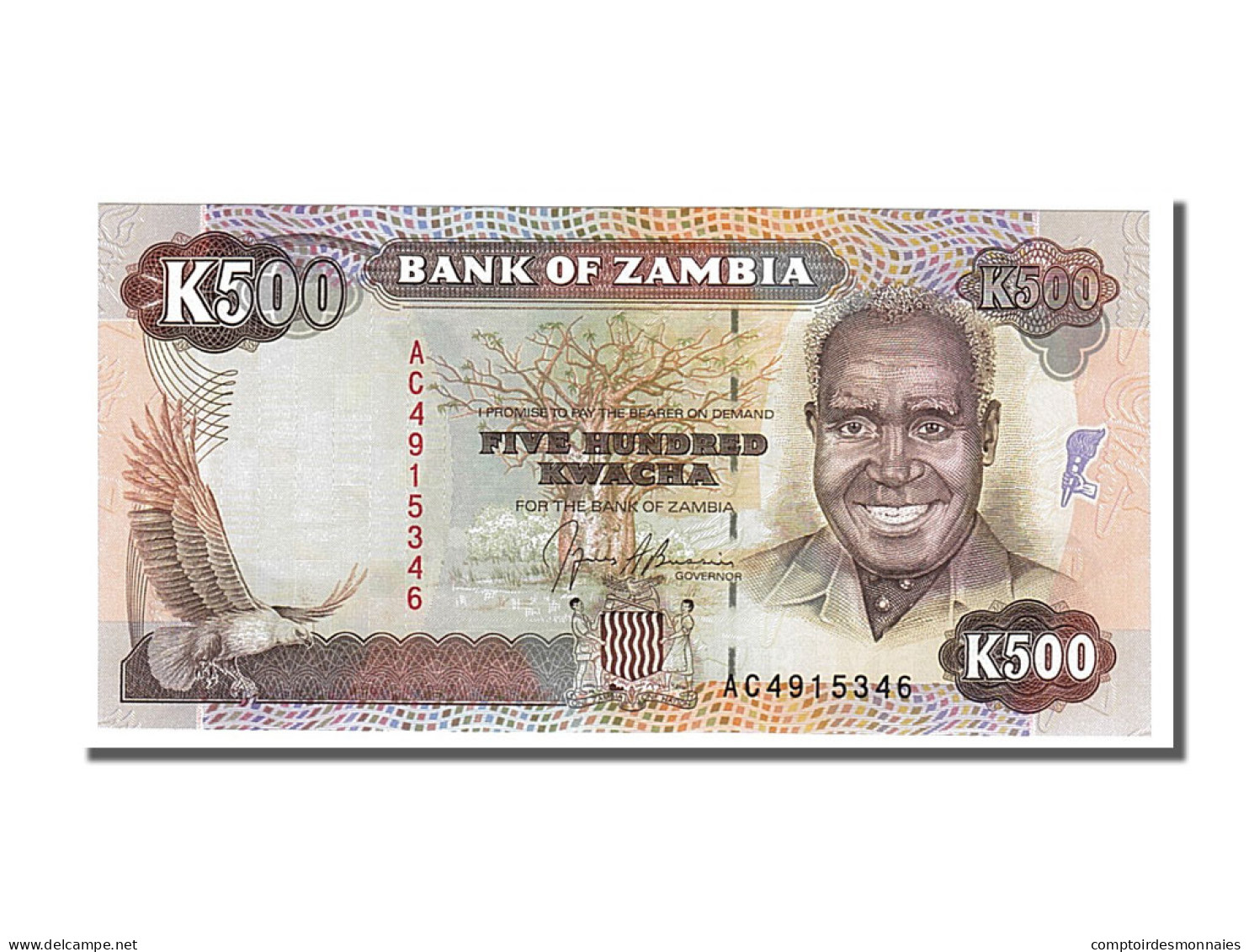 Billet, Zambie, 500 Kwacha, 1991, NEUF - Zambie