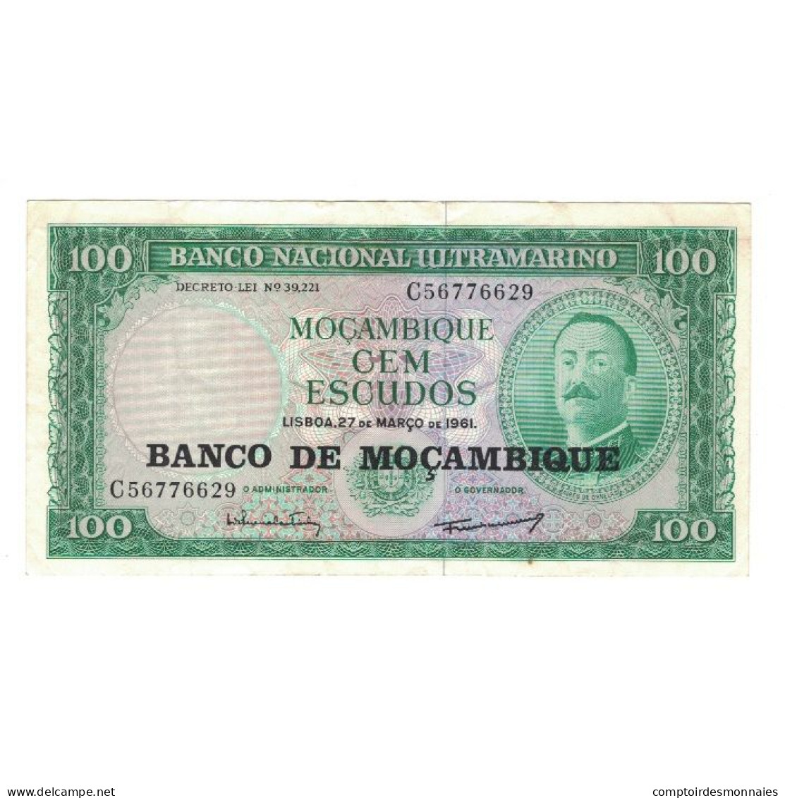 Billet, Mozambique, 100 Escudos, 1961, 1961-03-27, KM:117a, TTB - Mozambique