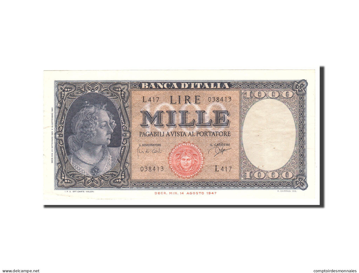 Billet, Italie, 1000 Lire, 1961, 1961-09-25, KM:88d, TTB - 1.000 Lire