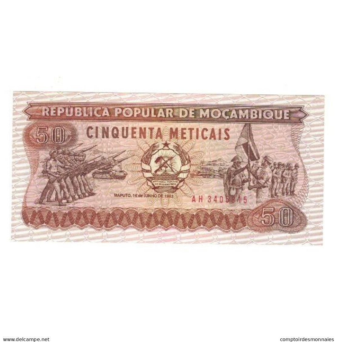 Billet, Mozambique, 50 Meticais, 1983, 1983-06-16, KM:129a, NEUF - Mozambico