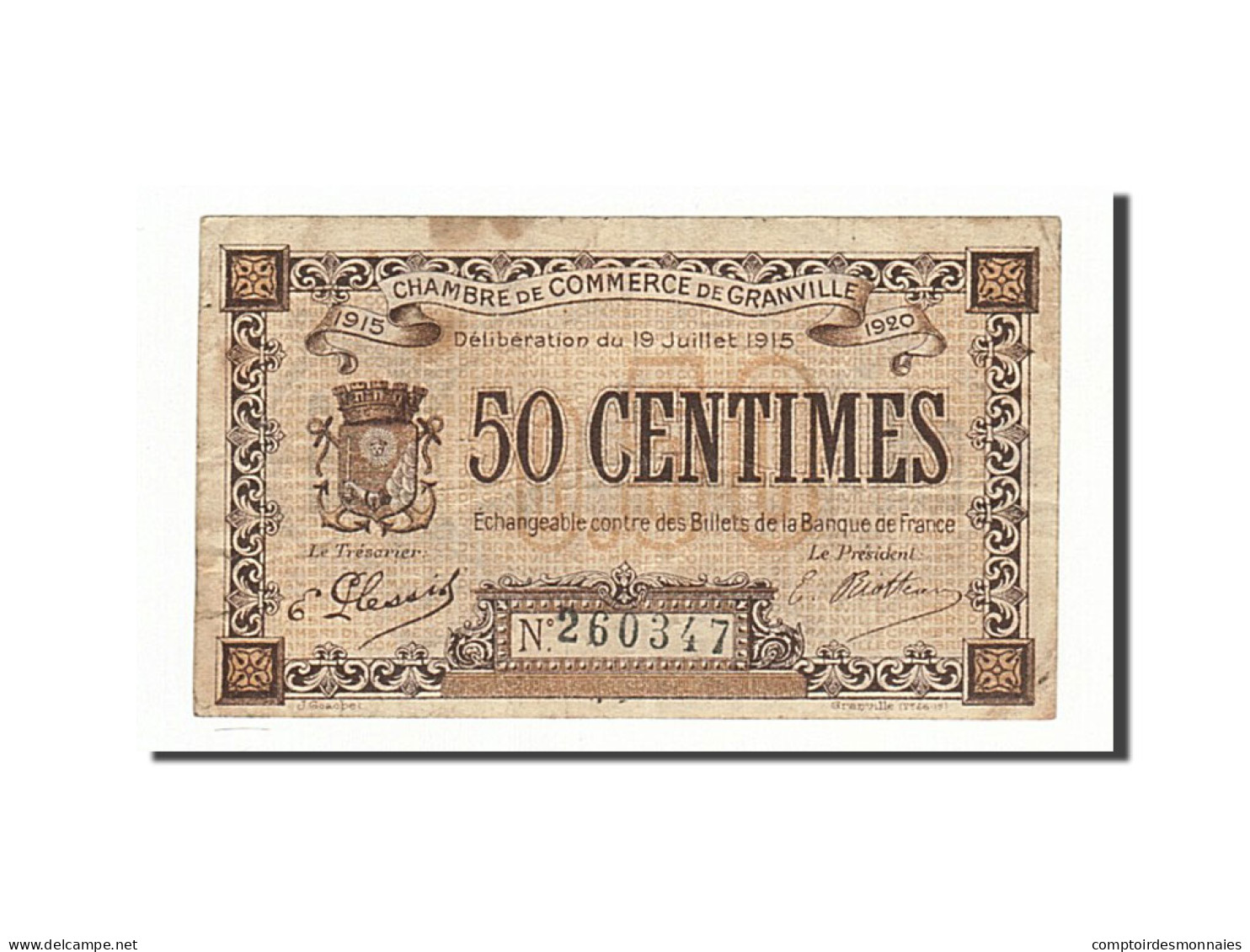 Billet, France, Granville, 50 Centimes, 1915-07-19, TB+, Pirot:60-1 - Camera Di Commercio