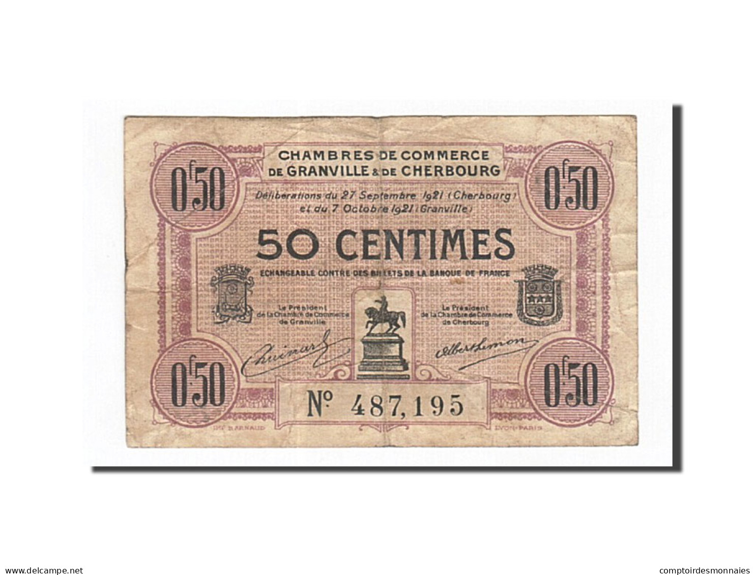 Billet, France, Granville Et Cherbourg, 50 Centimes, 1921, TB, Pirot:61-5 - Camera Di Commercio