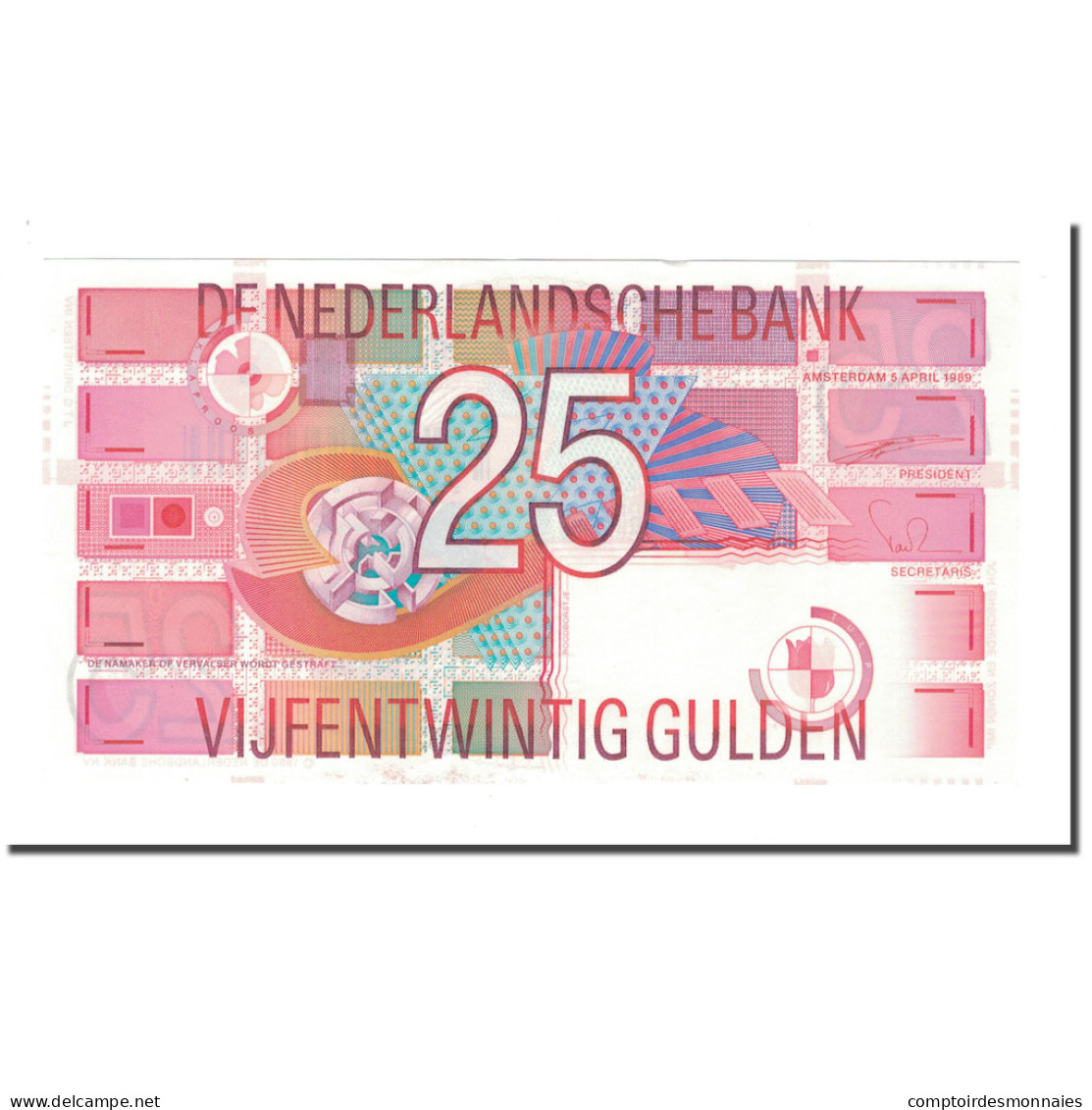 Billet, Pays-Bas, 25 Gulden, 1989, 1989-04-05, KM:100, SUP - 25 Florín Holandés (gulden)