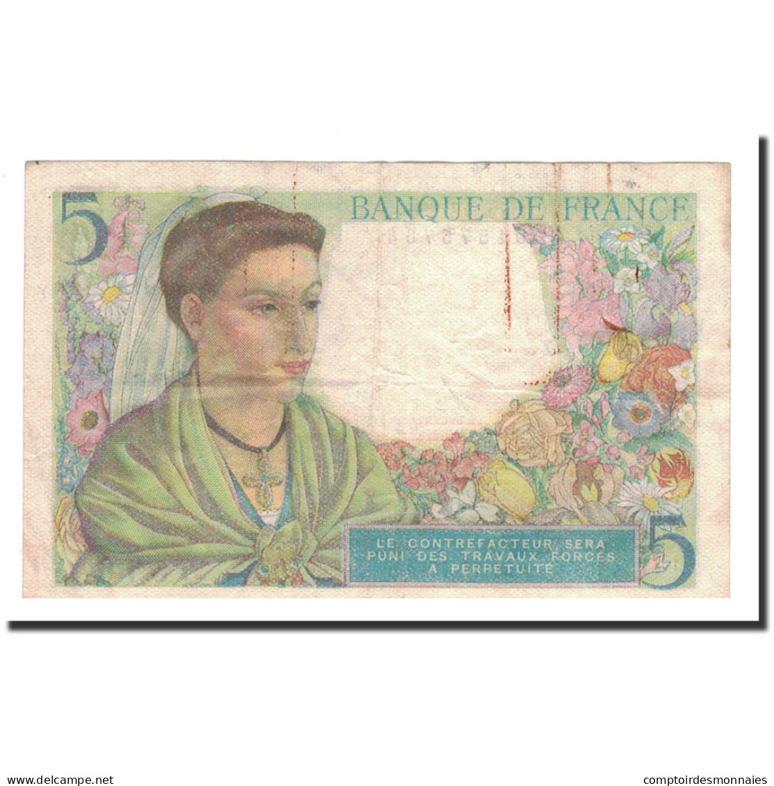 France, 5 Francs, Berger, 1943, 1943-11-25, TTB, Fayette:5.4, KM:98a - 5 F 1943-1947 ''Berger''