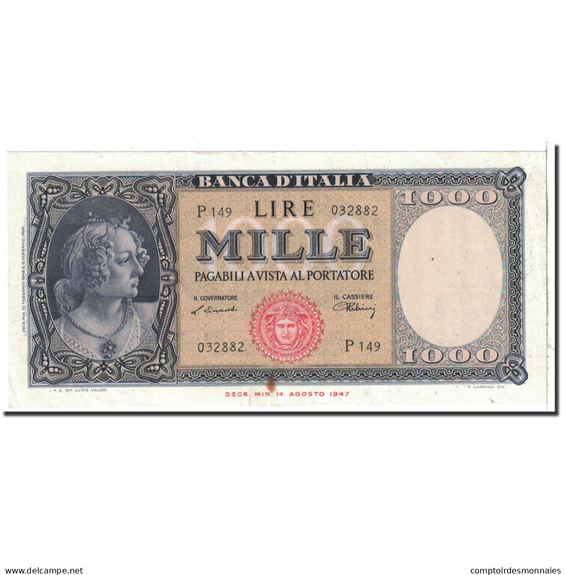 Billet, Italie, 1000 Lire, 1948, 1948-02-10, KM:88a, SUP - 1000 Liras