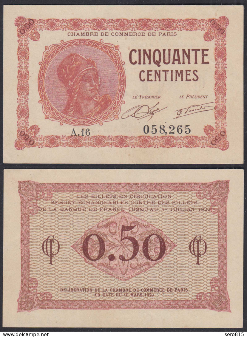 Frankreich - France Paris 0,50 Centimes 1920-1922 Pirot:97-10 AUNC    (29332 - Sonstige & Ohne Zuordnung