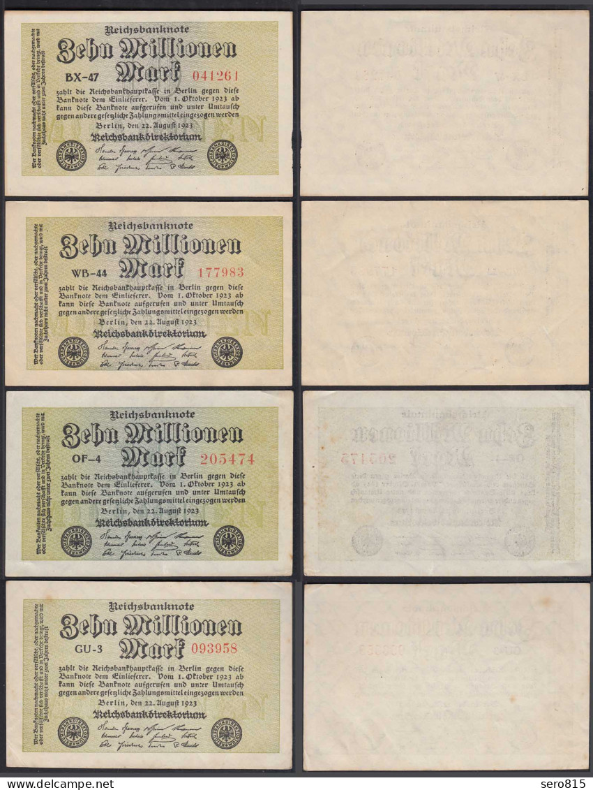 4 Stück Ros 105 10 Millionen Mark 1923 Verschiedene FZ   (30257 - Other & Unclassified
