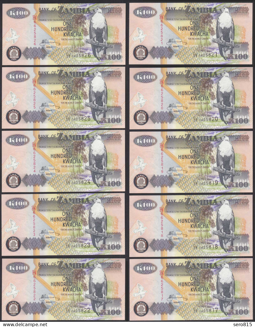 Sambia - Zambia 10 Stück á 100 Kwacha 2006 UNC (1) Pick 38f    (89273 - Other - Africa