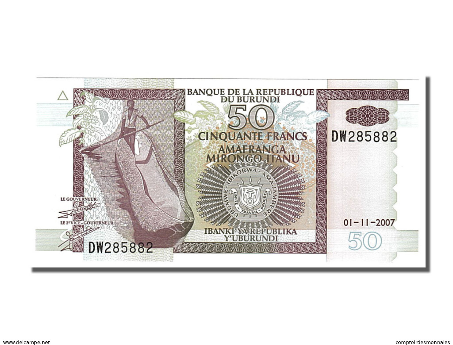 Billet, Burundi, 50 Francs, 2007, 2007-11-01, NEUF - Burundi