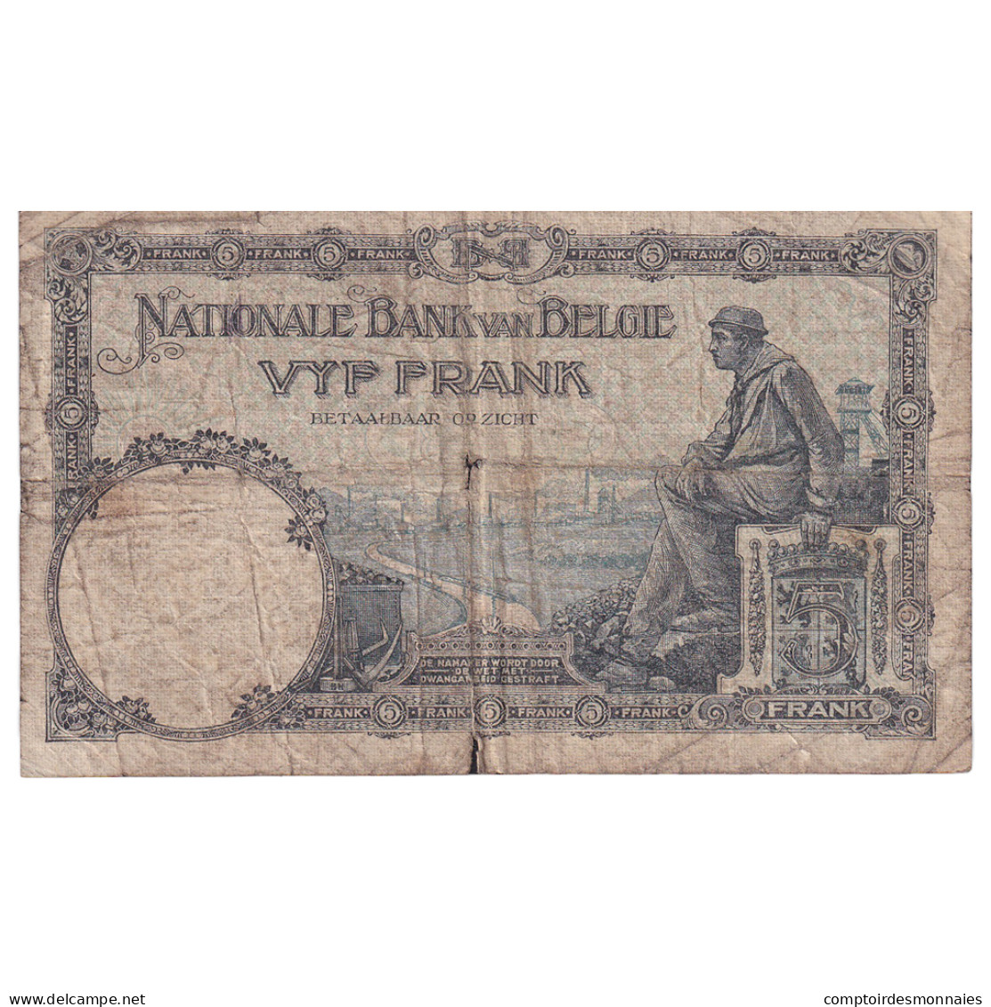 Belgique, 5 Francs, 1925, 1925-03-21, KM:108a, B - 5 Franchi