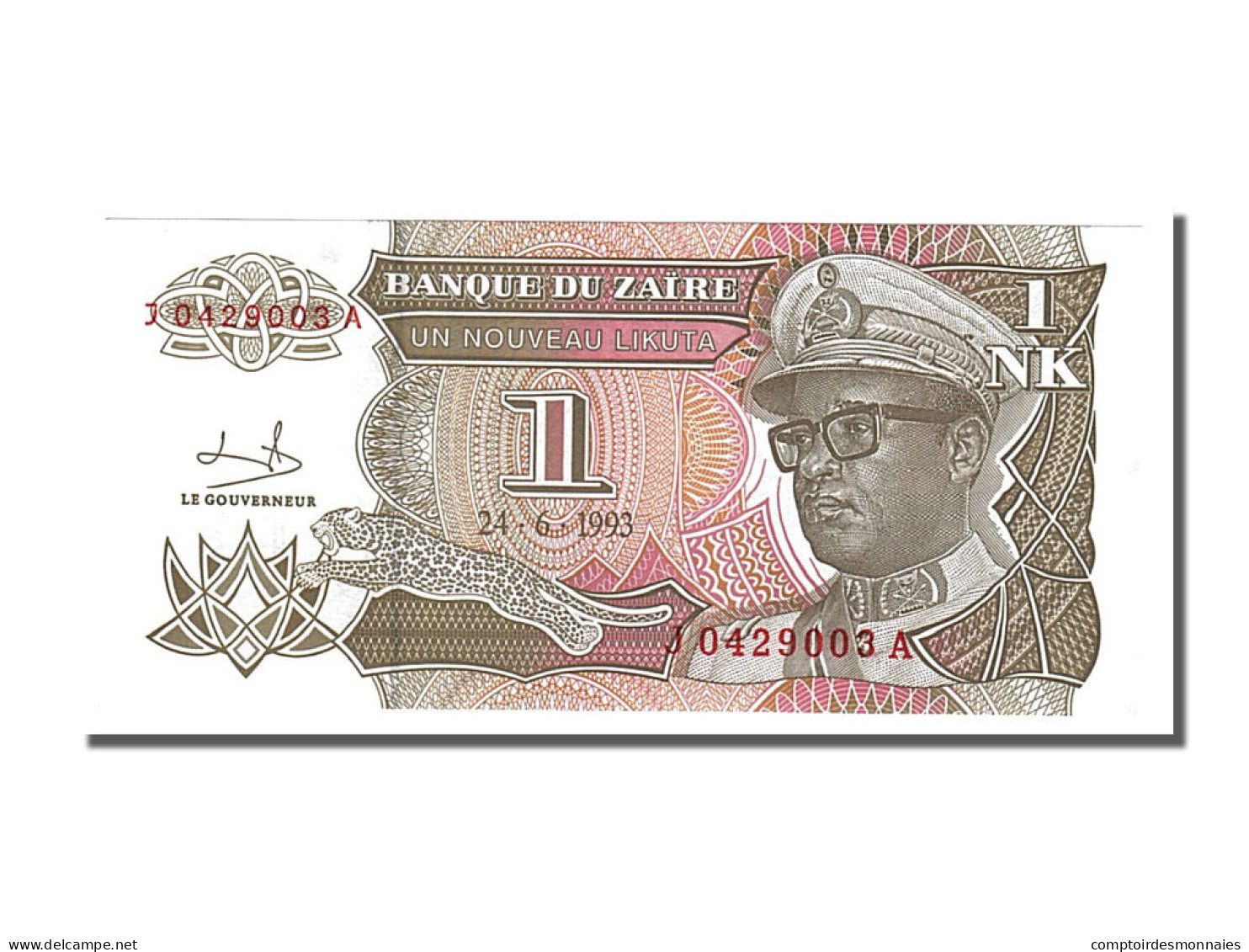 Billet, Zaïre, 1 Nouveau Likuta, 1993, 1993-06-24, NEUF - Zaire