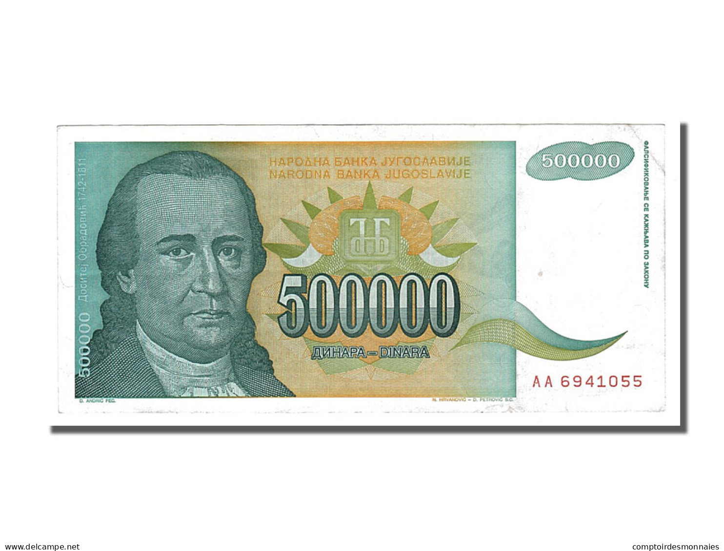 Billet, Yougoslavie, 500,000 Dinara, 1993, SUP - Yugoslavia