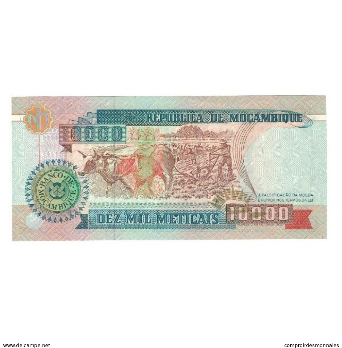 Billet, Mozambique, 10,000 Meticais, 1991, 1991-06-16, KM:137, NEUF - Mozambique