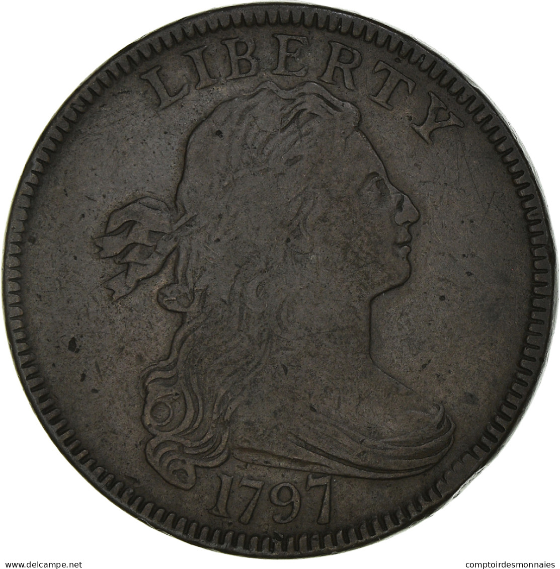 Monnaie, États-Unis, Draped Bust Cent, Cent, 1797, Philadelphie, TB, Cuivre - 1796-1807: Draped Bust (Buste Drapé)