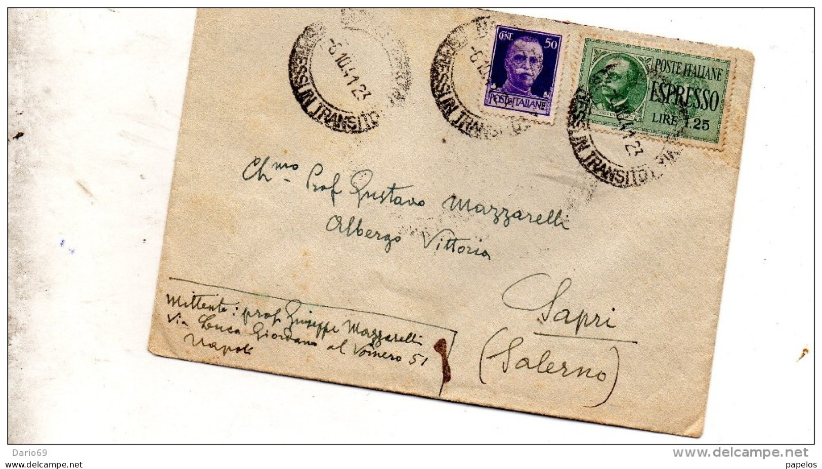 1941  LETTERA ESPRESSO CON ANNULLO NAPOLI X SAPRI - Correo Urgente