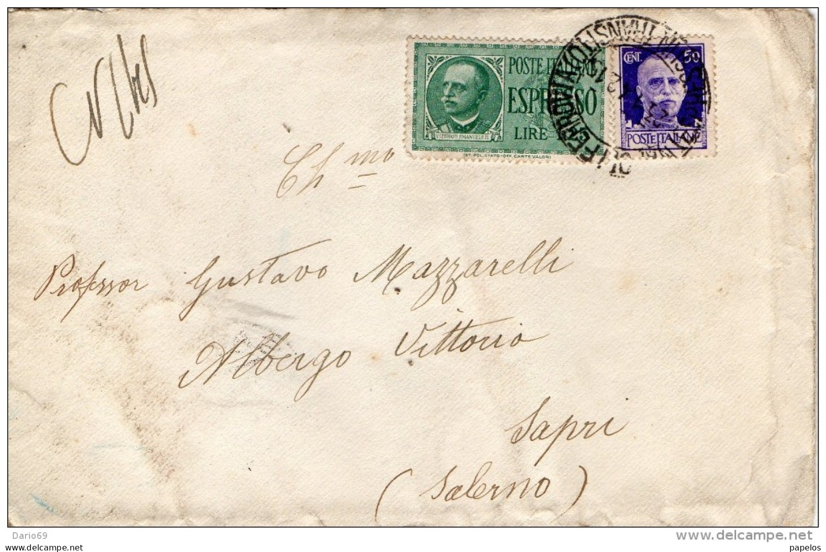 1942  LETTERA ESPRESSO CON ANNULLO SALERNO - Poste Exprèsse