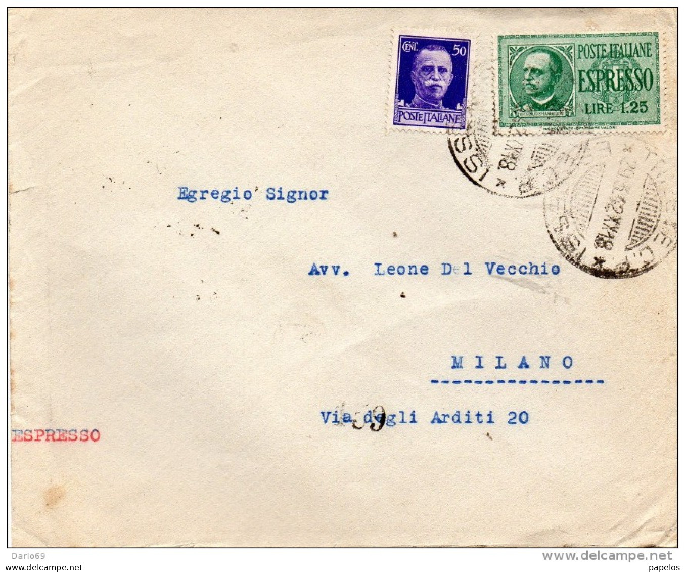 1942 LETTERA ESPRESSO CON ANNULLO TRIESTE - Express Mail