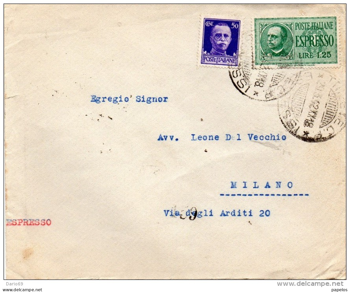 1942 LETTERA ESPRESSO CON ANNULLO TRIESTE - Eilsendung (Eilpost)