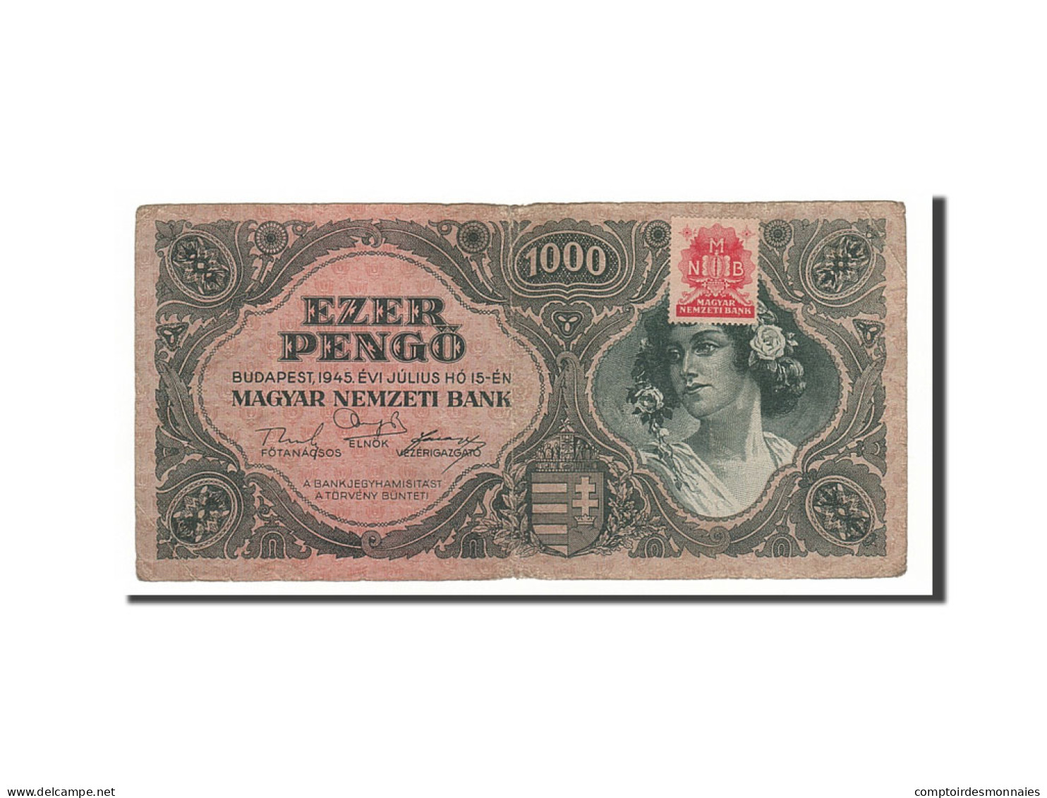 Billet, Hongrie, 1000 Pengö, 1945, 1945-07-15, TTB - Hongrie