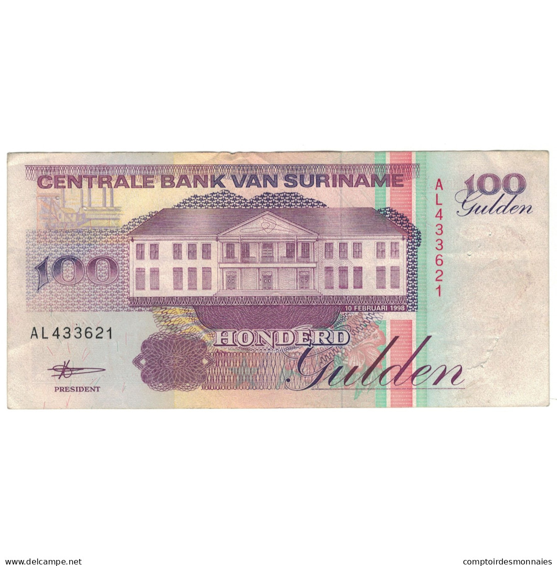 Billet, Surinam, 100 Gulden, 1998, 1998-02-10, KM:139b, TTB - Suriname