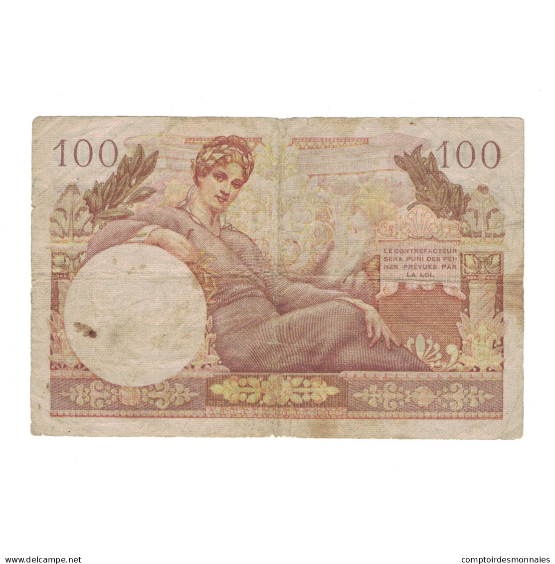 France, 100 Francs, 1947 French Treasury, 1947, TB, Fayette:VF32.1, KM:M9 - 1947 Franse Schatkist